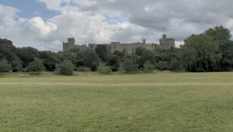 A general view picture of fields in Home Park, which has Windsor Castle in the background.
