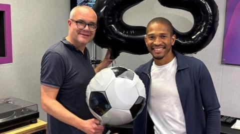 Chris Goreham and Simeon Jackson in the BBC Radio Norfolk studio