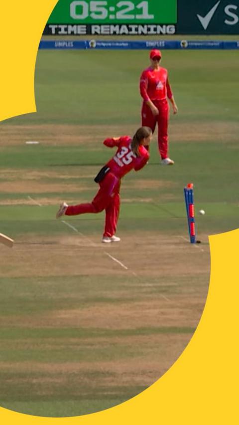 the wickets being hit by the ball
