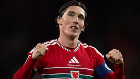 Harry Wilson celebrates scoring for Wales