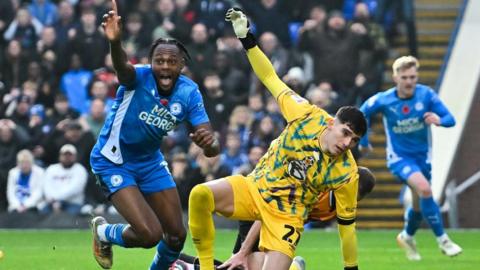 Ricky Jade Jones scores for Peterborough against Cambridge United