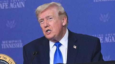 US President Donald Trump speaks during the Memphis Safe Task Force roundtable in Memphis, Tennessee