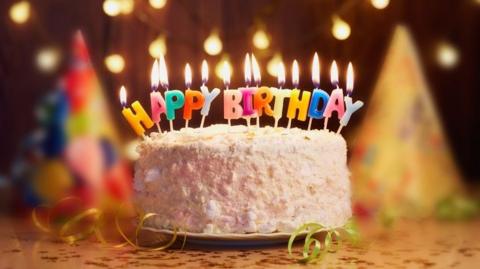 Birthday cake and candles.