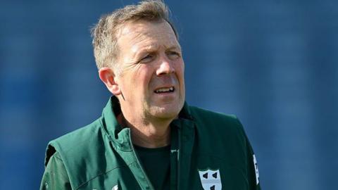 Worcestershire head coach Alan Richardson watches on during a training session
