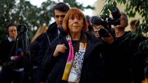 Gisèle Pelicot walks into court in Avignon to give her final day of evidence in the mass rape trial of 51 men