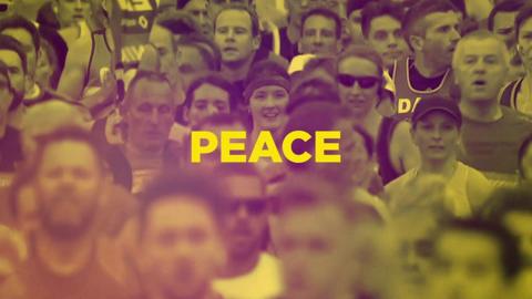 #IRunFor campaign graphic with the word 'peace'
