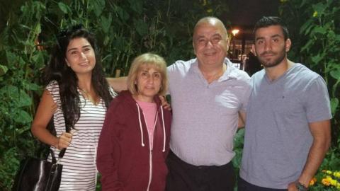 Faraj Jarjour (second from right) with his two children and wife
