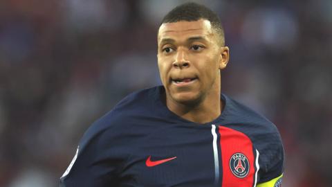 Kylian Mbappe playing for Paris Saint-Germain