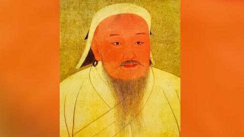 An illustrated portrait of Genghis Kahn