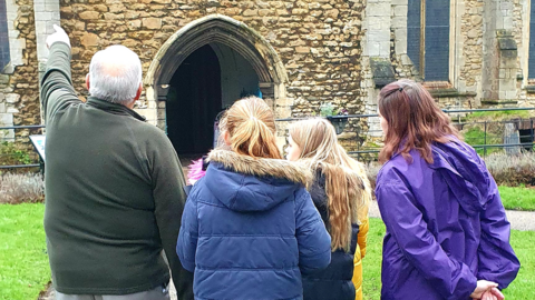 Children outside Wisbech parish church