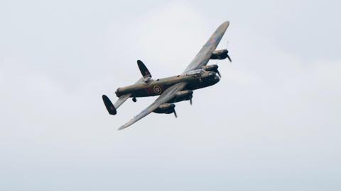 Lancaster bomber in flight