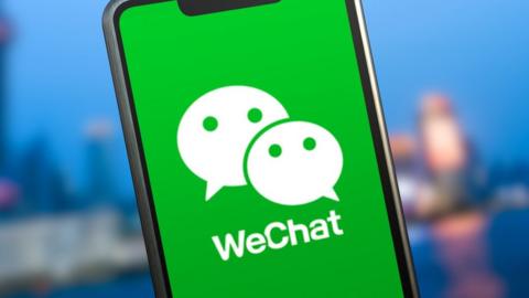 WeChat logo on a smartphone