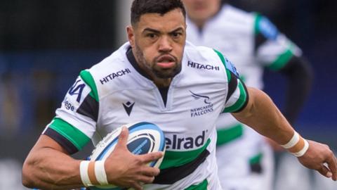 Newcastle's Luther Burrell runs with the ball