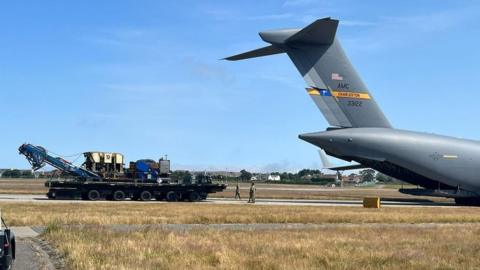 The ROV being loaded into the back of the aircraft at Jersey Airport