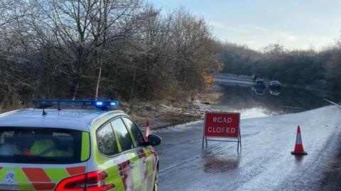 Cars trapped in floods