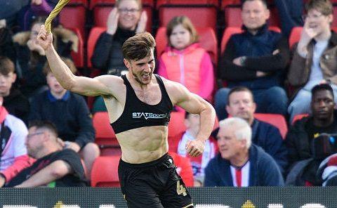 Ryan Longman celebrates after scoring against Lincoln City