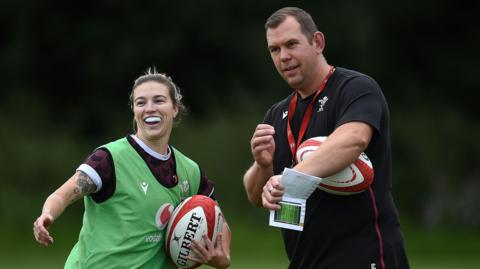 Keira Bevan and Ioan Cunningham in training 