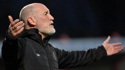 Larne manager Gary Haveron at Tuesday's game against Coleraine