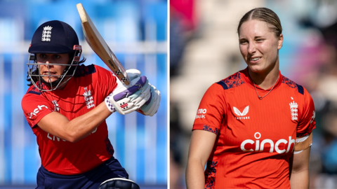 A split image of England players Maia Bouchier (left) and Freya Kemp (right)