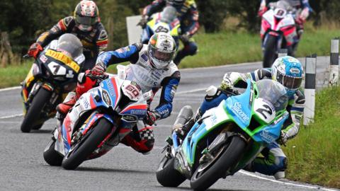 Dean Harrison, Peter Hickman and Conor Cummins in action at the Ulster Grand Prix