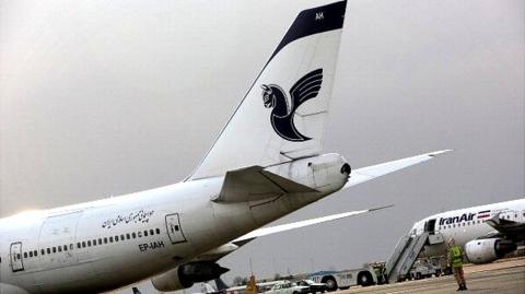 Iran Air aircraft on the tarmac at Tehran domestic airport