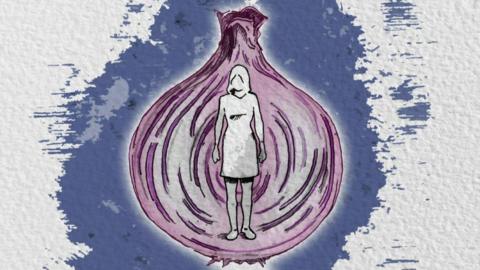 Illustration of woman in onion