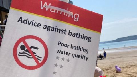 Warning sign about water quality