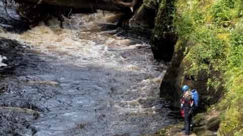 The search is taking place along the River North Esk near the village of Edzell in Angus