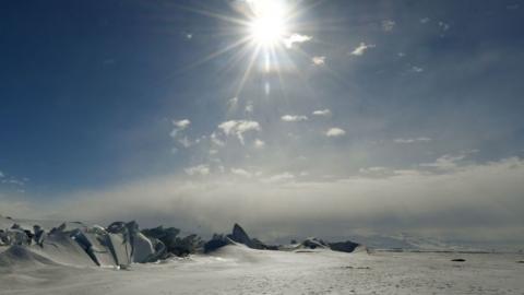 A frozen section of the Ross Sea at the Scott Base in Antarctica on November 12, 2016