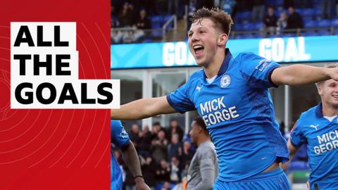 A graphic with Harry Leonard of Peterborough United celebrating a goal in the FA Cup first round