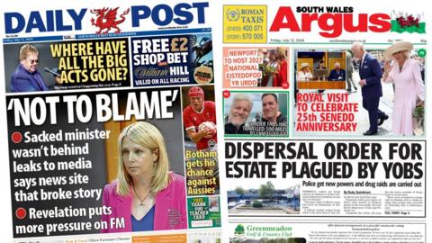 Front pages of the Daily Post and the South Wales Argus