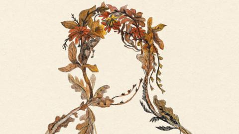 Artist impression showing the sculpture which has leaves in the shape of an outline of a face