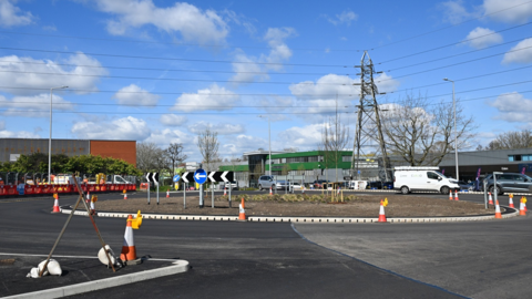 The newly-opened roundabout on a fine day.