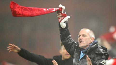 Forest fans celebrate their win over Tottenham 