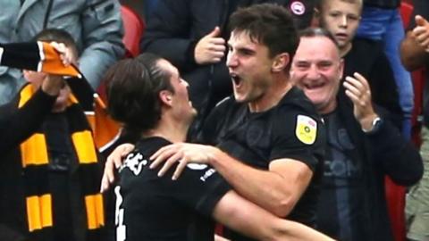 Ryan Longman celebrates scoring for Hull