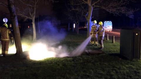 Firefighters at scene of arson in Chelmsford