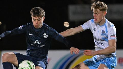 Action between Ballymena United and Larne