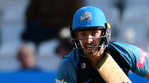 Tom Fell in action for Worcestershire Rapids during the Vitality T20 Blast