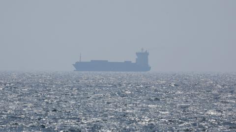 An oil tanker in the Strait of Hormuz