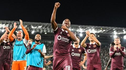 Hearts players celebrating