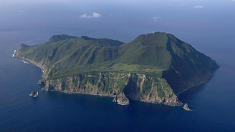 An aerial view shows Akuseki Island, a part of the Tokara island chain.