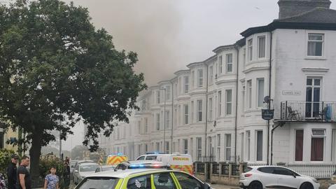 Fire in a building in Nelson Road South in Great Yarmouth