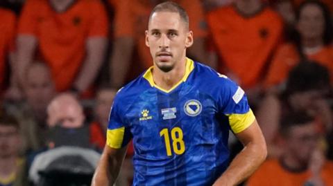 Nikola Katic in action for Bosnia