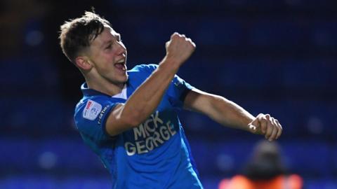 Peterborough goalscorer Harry Leonard celebrates