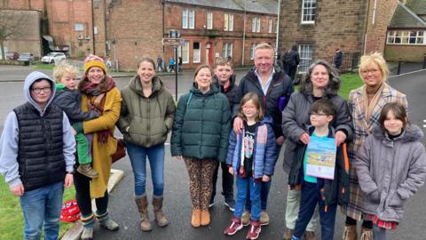 Dalry school supporters outside Dumfries & Galloway Council