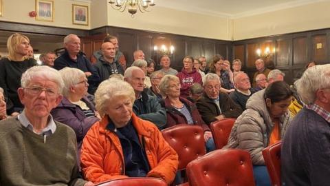 Attleborough residents at a meeting to discuss floods