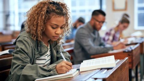 Student at a desk