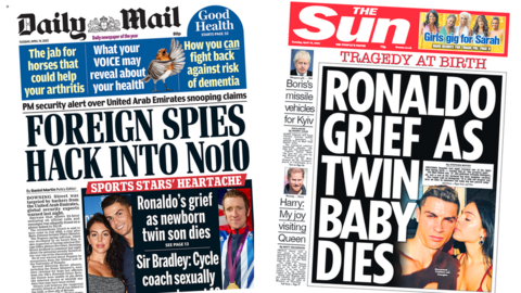 Daily Mail and Sun front pages