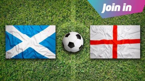 england and scotland flags with a football between 