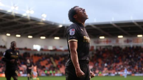 Caleb Watts celebrating his goal for Plymouth Argyle